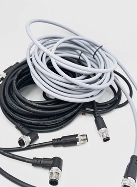 M12连接器防水连接航空插头4芯5芯8芯12芯传感器公母头注塑连接线