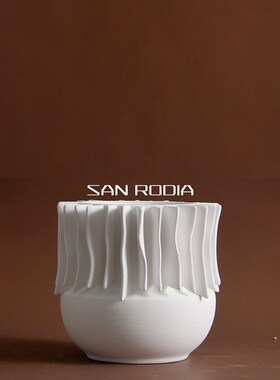 现代白色折纸百叶陶瓷瓶样板房售楼处客厅插器装饰品