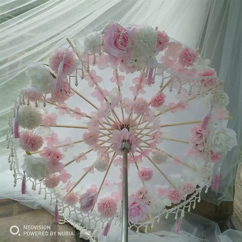 朵婚礼长柄渐变汉服O洛丽塔古装舞蹈走秀摄影道具油纸工艺伞 - 图3