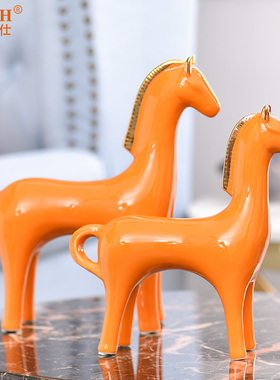 欧式轻奢陶瓷马摆件客厅家居室内装饰品创意电视柜酒柜工艺品