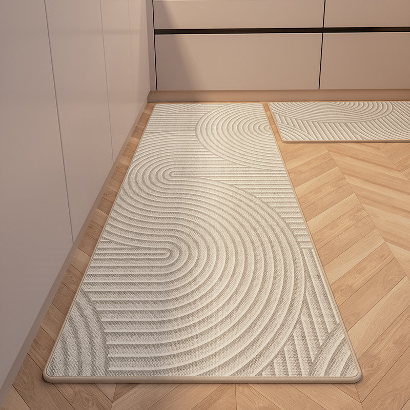 Wabi style kitchen floor mats, non-slip, oil-proof, wipe-free carpets, diatom mud absorbent mats, waterproof foot mats