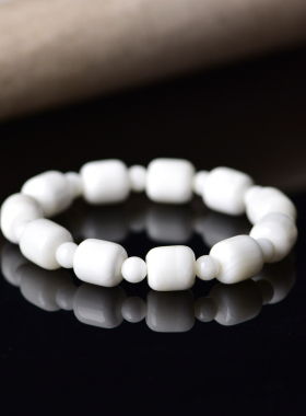 天然白贝壳老型珠佛珠手串佛宝