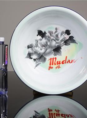 搪瓷脸盆搪瓷盘搪瓷脸盆老物件老白色洗菜盆收藏怀旧装饰陈列摆设