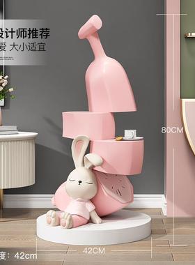 大型兔子卡通托盘落地摆件家居饰品客厅沙发边几茶几乔迁新居礼品
