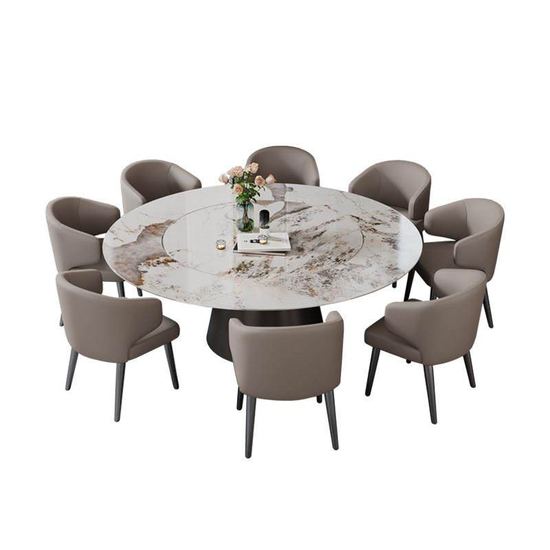 意式轻奢岩板圆桌内嵌入式转盘电动电磁炉现代家用圆形大饭桌2米,淘宝优惠券,粉丝福利购,淘宝优惠卷