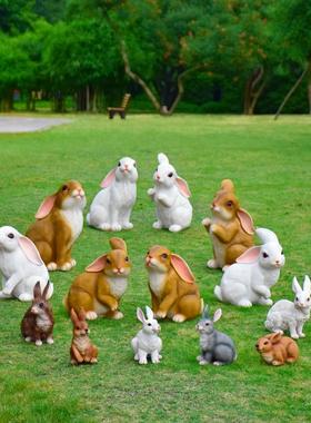 户外花园可爱仿真动物雕塑兔子树脂摆件园林景观装饰小品庭院草坪