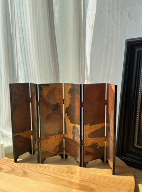 新中式桌面小屏风装饰摆饰玄关书房仿古折屏挡板创意家居摆设送礼