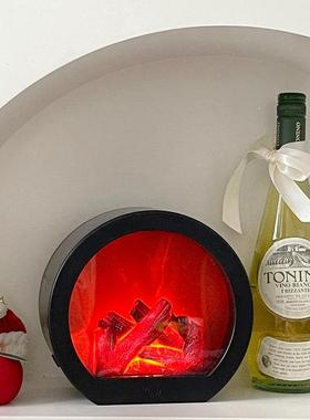 ins冬季复古仿真火焰壁炉灯 电子氛围灯房间桌面摆件圣诞装饰灯