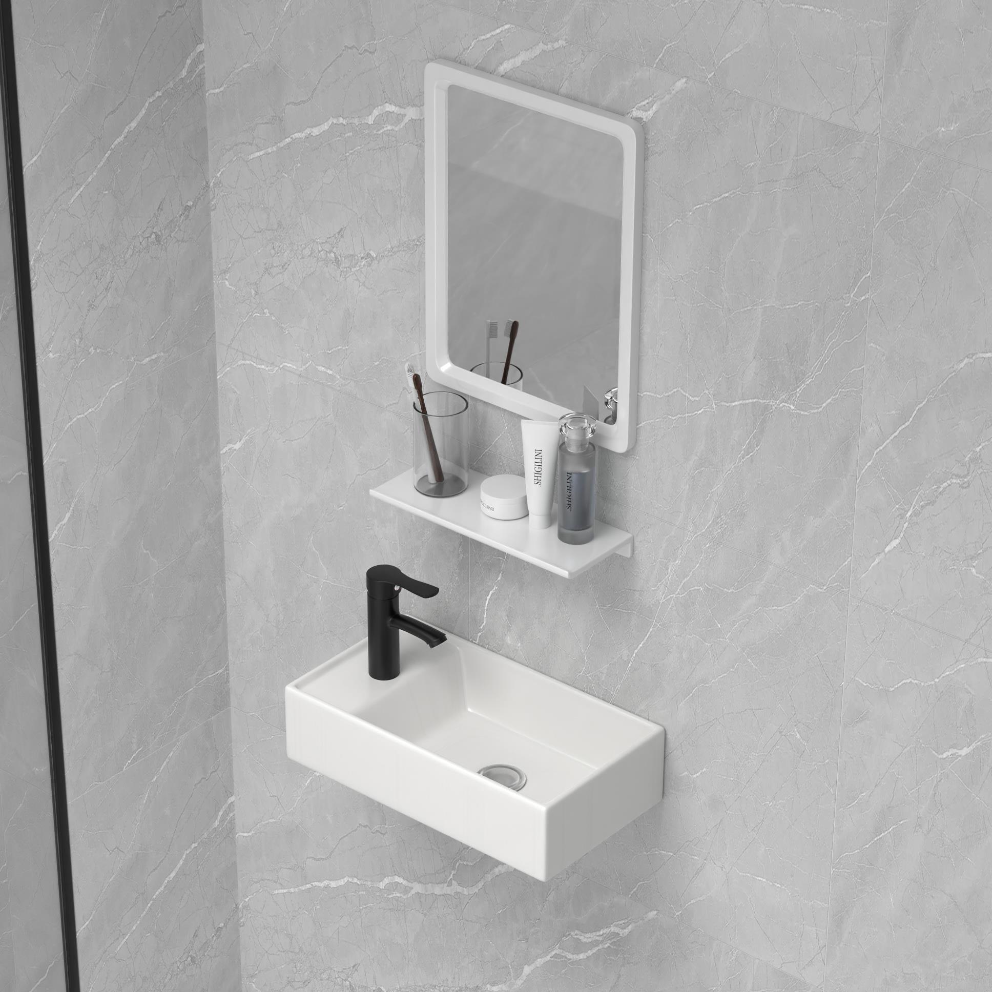 极窄洗手盆挂墙式洗脸盆小户型迷你卫生间洗漱台陶瓷一体盆小尺寸 - 图0