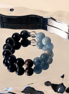 棱迹原创蓝汐海蓝宝手链
