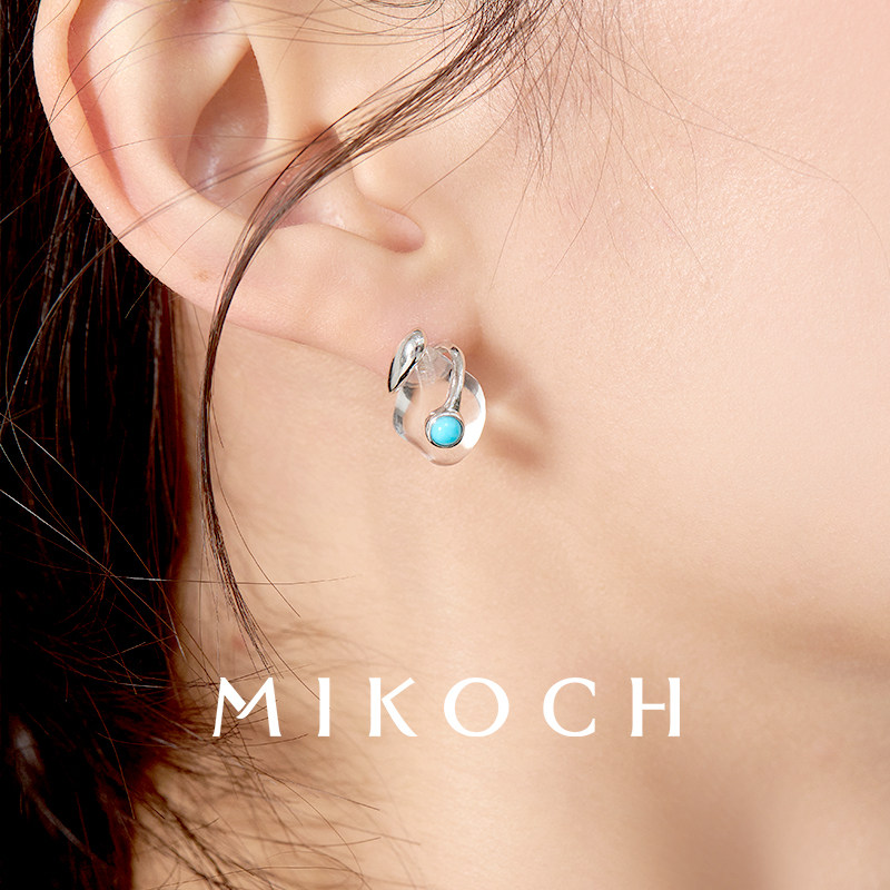 MIKOCH925银蓝宝石耳钉女款2025高级感轻奢小众配饰复古文艺耳饰,淘宝优惠券,粉丝福利购,淘宝优惠卷