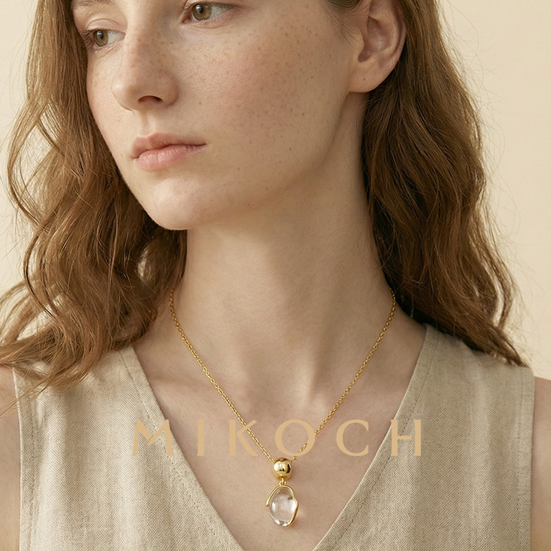 MIKOCH白水晶项链925银镀金锁骨链女2025高级感轻奢小众配饰,淘宝优惠券,粉丝福利购,淘宝优惠卷