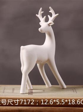 美式乡村创意简约家居装饰白色陶瓷鹿摆件 橱窗场景拍摄道具摆设