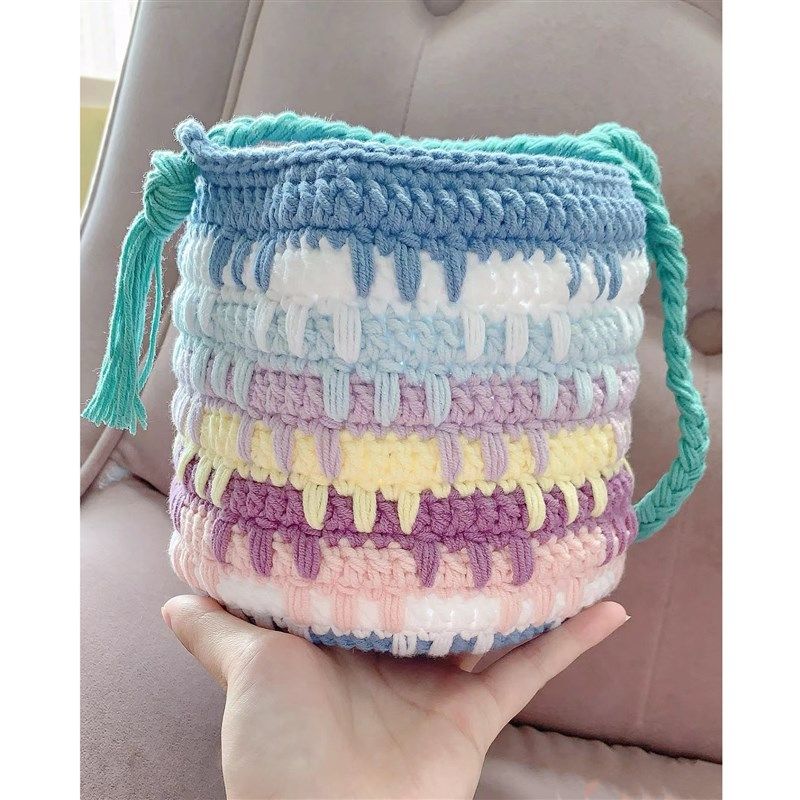流光溢彩大肚包水桶包手工编织包包diy材料包毛线钩针送女朋友,淘宝优惠券,粉丝福利购,淘宝优惠卷