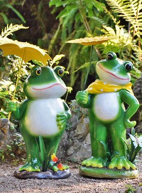 户外卡通创意青蛙雕塑庭院花园小区动物摆件幼儿园草坪景观装饰