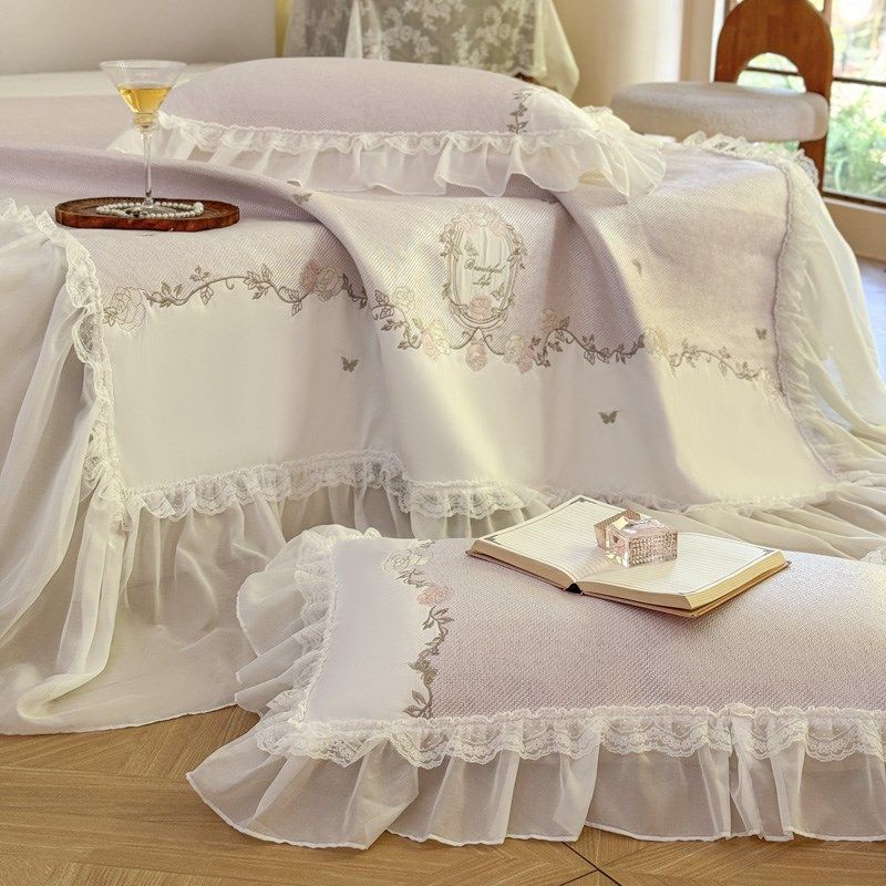 夏季法式公主风冰藤席三件套床裙款可水洗夏天花边款空调软席子,淘宝优惠券,粉丝福利购,淘宝优惠卷