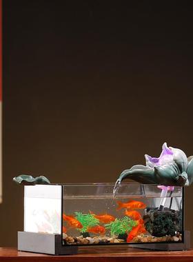 流水摆件循环水鱼缸室内办公室装饰高山流水景观开业礼品