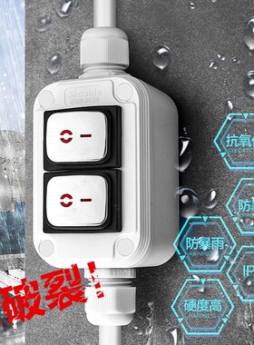 西库防水翘板开关按钮户外大电流220v带灯双线电源单开双开关头防