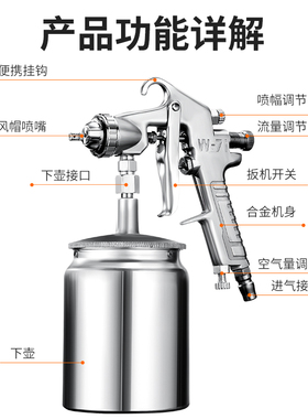 喷漆枪气动油漆喷枪喷壶汽车喷漆枪上壶喷漆壶家用补漆喷漆工具