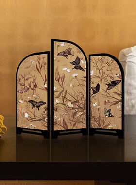 墨竹新屏风中古风创意玄关摆画茶桌摆台装饰画