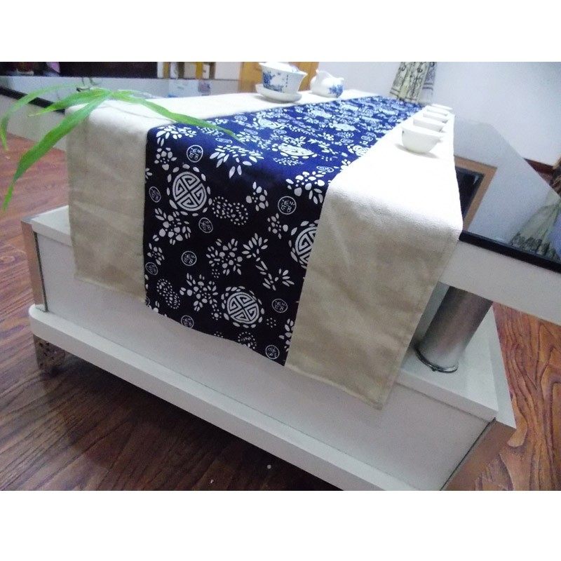 民族布艺亚麻蓝色印桌旗 茶几桌旗床旗餐桌布布艺软饰台布,淘宝优惠券,粉丝福利购,淘宝优惠卷