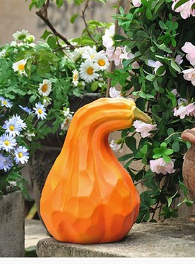 乡村田园丰收节万圣节花园庭院仿真仿木刻南瓜树脂装饰品