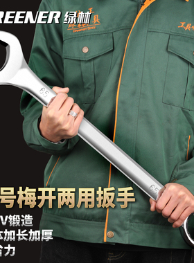 绿林扳手工具套装大全10号两用开口扳手工具呆扳手梅花加长工业级