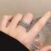Silver zircon wheat ear double-layer open ring, light luxury, exquisite, compact, high-end, unique design, cold style hand jewelry