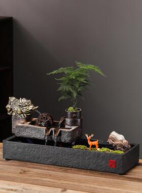 循环水流水财富鱼缸摆件水轮客厅办公室风水轮水晶球摆件开幕礼