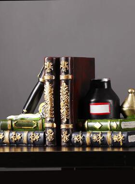 复古家书挡摆件欧式书立隔板居装饰工艺品靠书书档书船舵128柜房