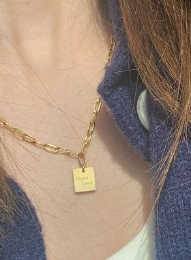 XBK女项链方牌幸运转运街头个性