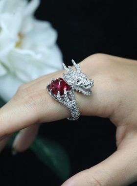 925银镀金戒指新中式东方美学龙