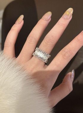 XBK百搭镂空镶嵌戒指食指蕾丝两