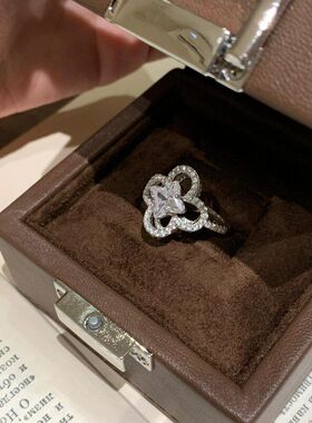 XBK镂空小众戒指双生满钻ins设计