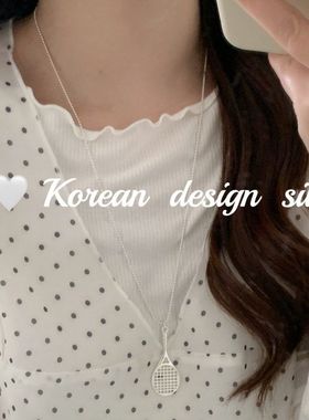韩国东大门小众设计款银饰品 S925纯银 网球拍项链显锁骨可叠戴女