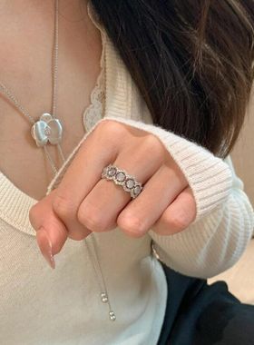 XBK中古白玉蛋面髓法式镂空爆闪