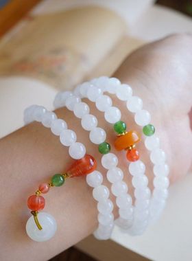 工厂原创手链女士和田玉多圈白玉