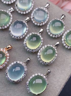 XBK吊坠石12mm925干净晶体冰种