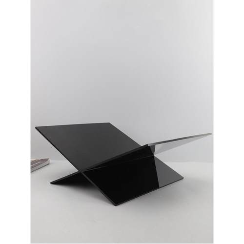 简约黑色亚克力杂志架摆件家居书房桌面收纳木质展示架书柜装饰品 - 图2