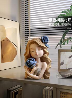 捧花女孩存钱罐奶油风客厅入户玄关酒柜摆件儿童房装饰品生日礼物