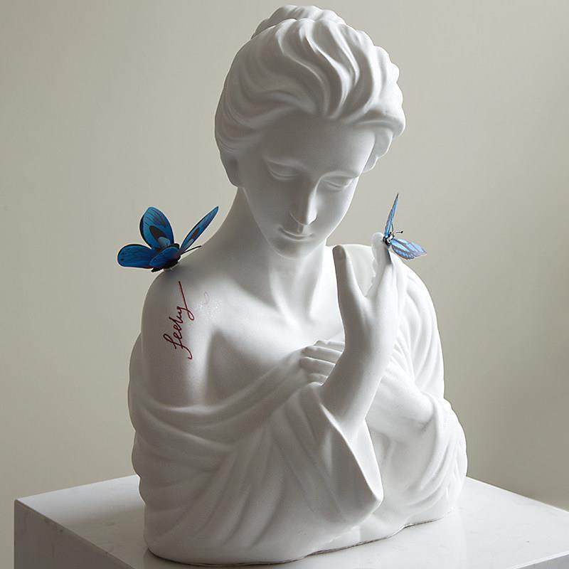 治愈系蝴蝶女孩半身雕塑摆件客厅电视柜玄关艺术家居美容院装饰品,淘宝优惠券,粉丝福利购,淘宝优惠卷