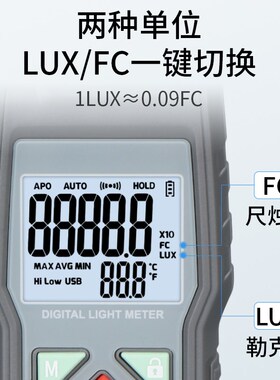 韦度数字式照度计测光仪0-20万LUX高精度流明测试仪光亮度检测仪