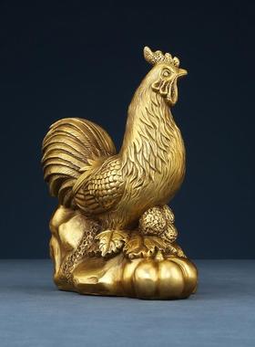 铜欣祥 铜公鸡摆件铜鸡金鸡 十二生肖鸡家居客厅玄关装饰摆设摆件