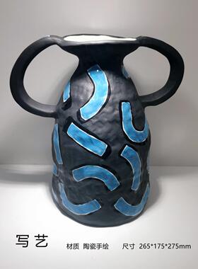 手工彩绘艺术陶瓷花器摆件北欧现代客餐厅书房儿童房家居软装饰品