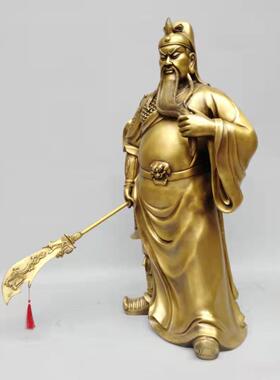 黄铜关公摆件关羽关二爷铜像武财神关公像 大刀 高1米 特大号