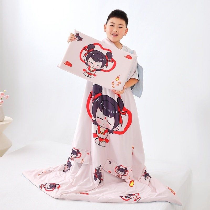 新款A类小凉皮蚕丝防踢被儿童凉感丝男女孩护肚夏被记忆枕两件套,淘宝优惠券,粉丝福利购,淘宝优惠卷