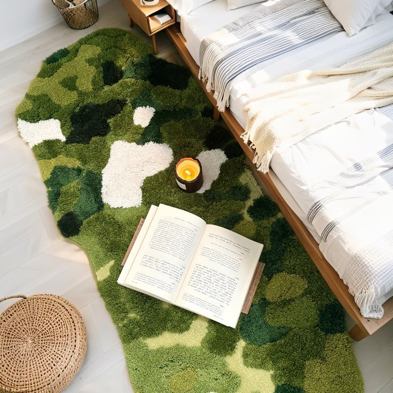 Forest moss carpet bedroom bedside carpet 2025 new ins style room R transformation high-end plush floor mat