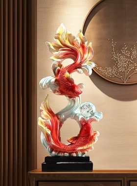 年年有余鱼摆件入户玄关电视机旁大型招财客厅办公室装饰乔迁礼品