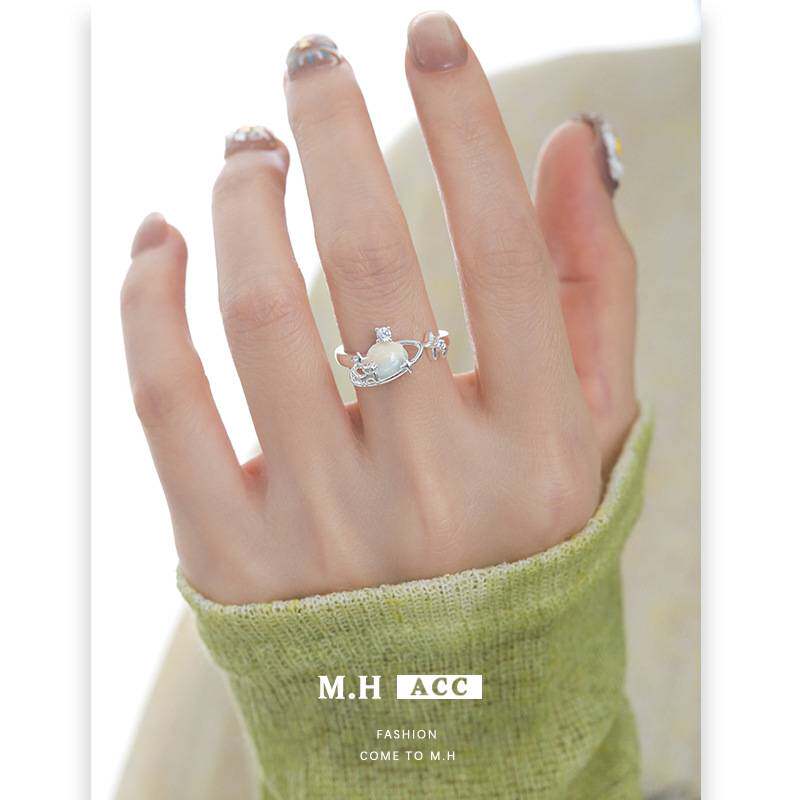 Cute Planet Cat Ring Female Niche Design Ring Personality Unique Fashion Temperament New Open Index Finger Ring