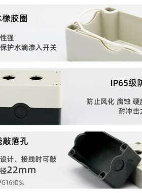 加高加厚型按钮开关盒可装带灯型2常开2常闭22mm按钮1 2 3 4孔